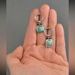 Bohemian Round Decor Turquoise Drop Earrings